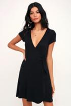 Others Follow Because The Night Black Wrap Dress | Lulus