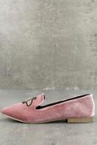 Qupid Beatrice Blush Velvet Embroidered Loafers