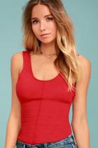 Free People Flipside Red Lace Tank Top