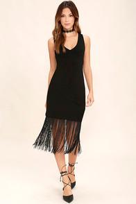 Jack By Bb Dakota Evezen Black Bodycon Fringe Dress