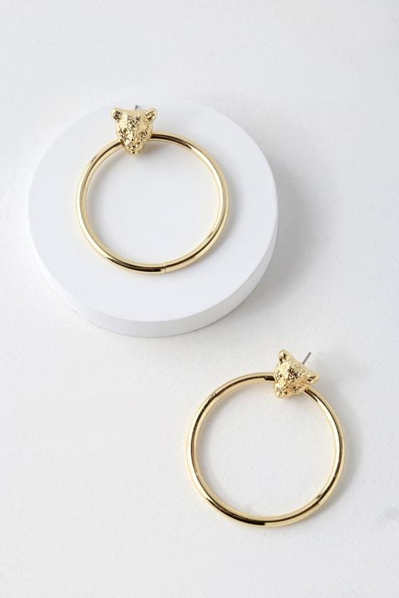 Lion's Roar Gold Hoop Earrings | Lulus