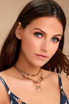 Lulus Live In The Crescent Layered Gold Choker Necklace