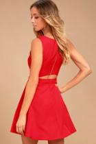 Lulus Just Us Red Skater Dress