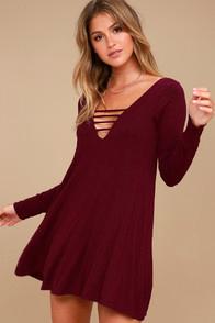 Lucy Love Great Day Burgundy Swing Dress