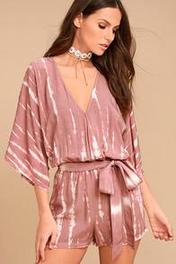 Lulus Walking On Air Mauve Pink Tie-dye Romper