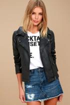 Signature 8 Zelia Black Vegan Leather Moto Jacket