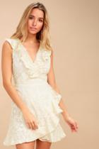 Bb Dakota Harlow Cream Embroidered Wrap Dress | Lulus