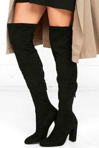 Steve Madden Emotions Black Suede Over The Knee Boots