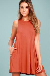 Rvca Sucker Punch 2 Burnt Orange Swing Dress