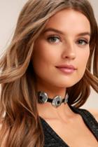 Lulus | Just Call My Name Silver And Black Choker Necklace | Vegan Friendly