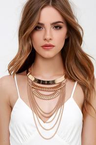 Lulu*s Regal Tendencies Gold Layered Collar Necklace