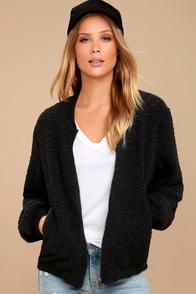 Ppla Granger Black Shearling Bomber Jacket