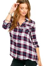 Jack By Bb Dakota Fremont Burgundy Plaid Top