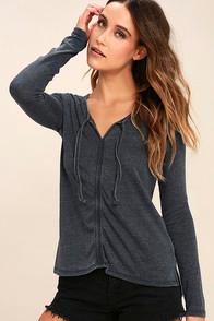 Others Follow Keep It Cool Heather Blue Long Sleeve Top