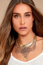 Lulus | Boho Magic Gold Rhinestone Layered Collar Necklace