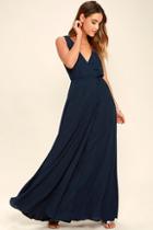 Lulus Strictly Ballroom Navy Blue Maxi Dress