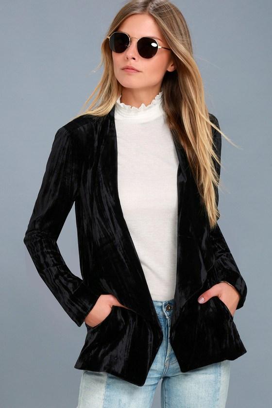 Black Swan | Juliette Black Velvet Blazer | Size Large | 100% Polyester | Lulus