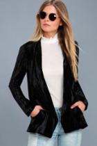 Black Swan | Juliette Black Velvet Blazer | Size Large | 100% Polyester | Lulus