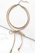Lulus Everyday Is A Winding Road Tan Suede Layered Choker Necklace