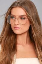 Lulus Nantes Clear And Rose Gold Aviator Glasses