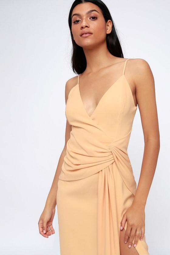 C/meo Enlighten Blush Sleeveless Tie-front Midi Dress | Lulus