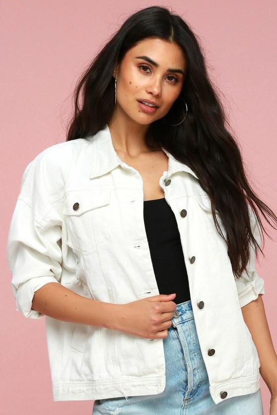 Sadie & Sage Call Out My Name White Distressed Denim Jacket | Lulus