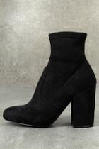 Steve Madden Gaze Black Suede Mid-calf Booties