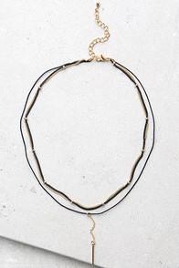 Lulus Miracles Happen Black And Gold Layered Choker Necklace