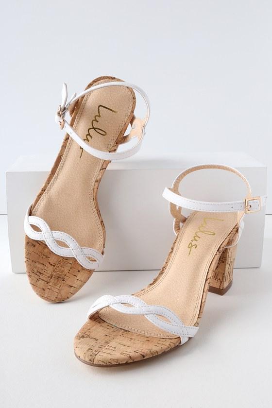 Savi White Cork Ankle Strap Heels | Lulus