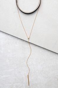 Lulus Is It Any Wonder Black And Gold Necklace Set