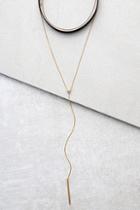 Lulus Is It Any Wonder Black And Gold Necklace Set