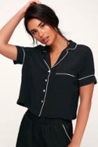 After Class Black And White Button-up Crop Top | Lulus