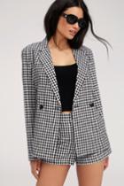 Checked Out Black And White Gingham Blazer | Lulus