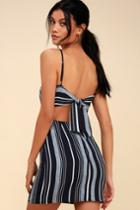 Stripe Right Navy Blue And White Striped Tie-back Mini Dress | Lulus