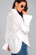J.o.a. | Sweet Magnolia White Long Sleeve Button-up Top | Size Medium | 100% Cotton | Lulus