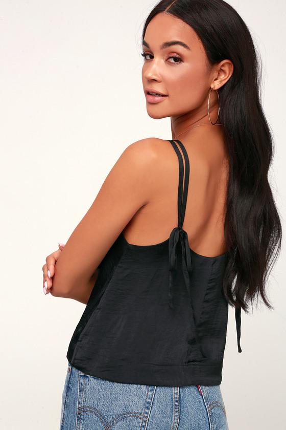 Free People Move Lightly Black Satin Cami | Lulus