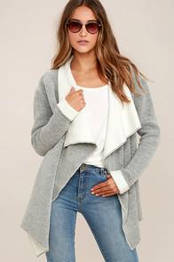 If By Sea Love And Admiration Heather Grey Cardigan Sweater