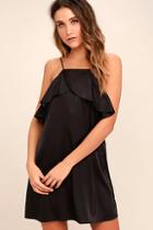 Lulus Spice Twirl Black Satin Dress