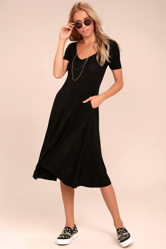 Cheap Monday | Disown Black Midi Swing Dress | Size Small | Lulus