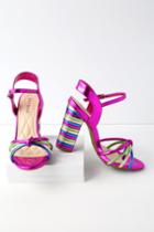 Bamboo Kimmy Fuchsia Multi Patent Dress Sandal Heels | Lulus