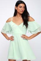 Sweet Memories Mint Green Off-the-shoulder Skater Dress | Lulus