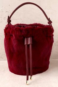 Lulus Pre-fur-ed Choice Wine Red Faux Fur Bucket Bag