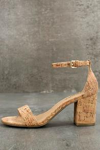 Report Pamela Natural Cork Ankle Strap Heels