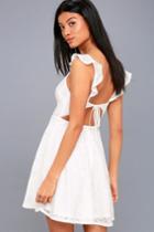 Absolutely Adorable White Lace Backless Skater Dress | Lulus