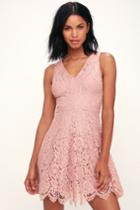 Love And Happiness Blush Pink Lace Skater Dress | Lulus