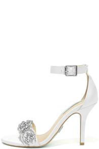 Betsey Johnson Blue By Betsey Johnson Gina Ivory Satin Ankle Strap Heels