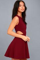 Toast To You Wine Red Cutout Skater Dress | Lulus