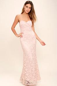 Cocolove Inherent Beauty Blush Pink Lace Strapless Maxi Dress