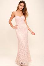 Cocolove Inherent Beauty Blush Pink Lace Strapless Maxi Dress