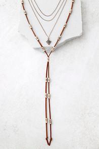 Lulus Sacred Valley Gold And Brown Layered Necklace